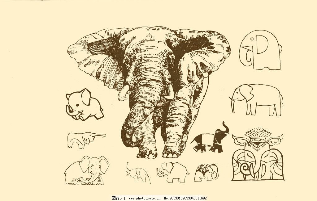动物图案 大象 卡通 动物 纹样 图案 白描 简笔画 儿童画 象 psd分层_动物世界 动物图案 大象 卡通 动物 纹样 图案 白描 简笔画 儿童画 象 psd分层
