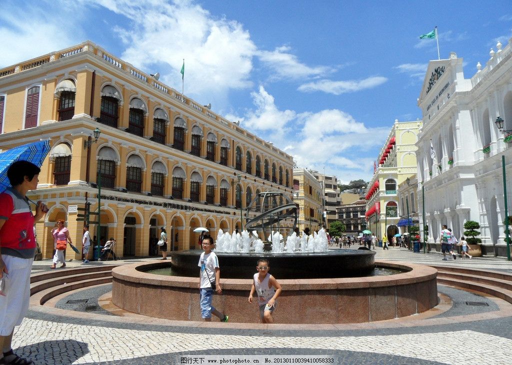 商业街 步行街 喷泉 商店 广场 欧式 欧式建筑 葡式建筑 葡式 旅游