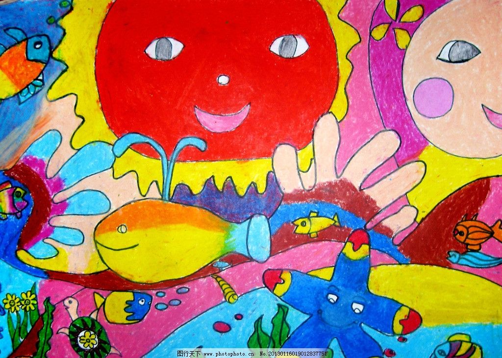 海洋世界图片,绘画 儿童画 彩色画 大海 海底 海