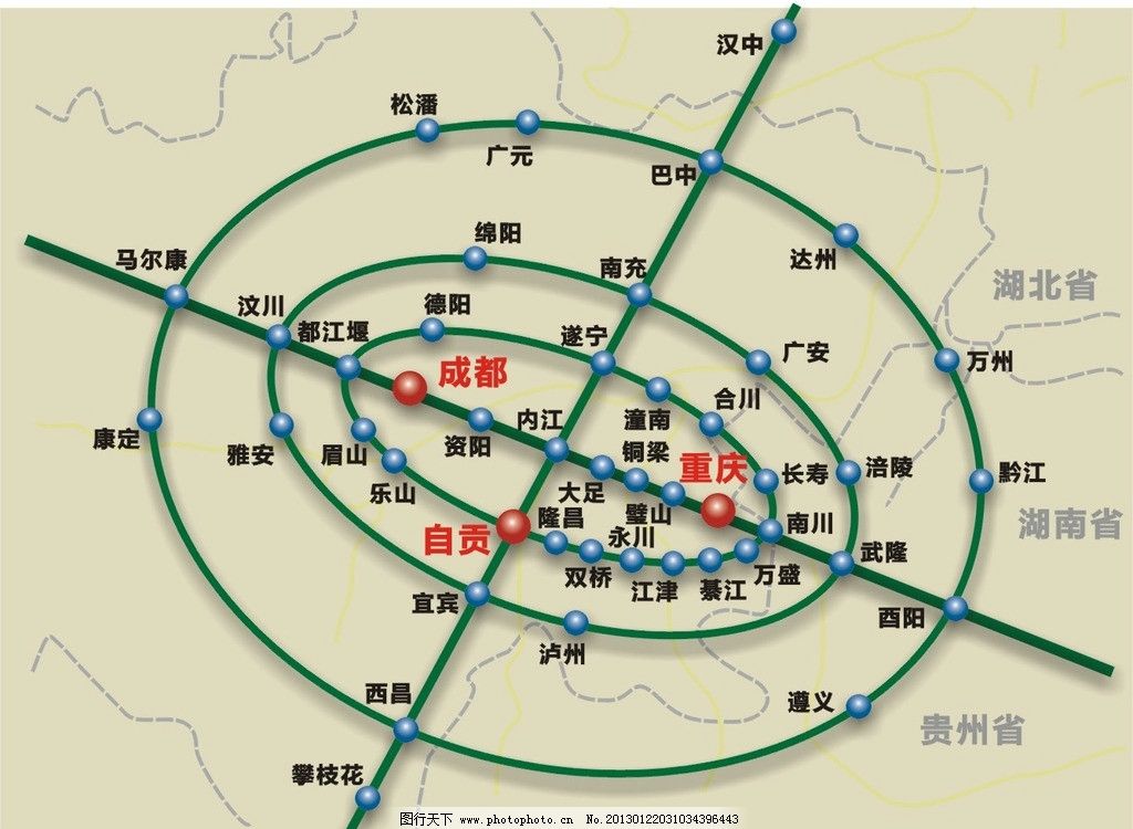 成渝经济圈 成渝区位图 成都重庆交通图 其他设计 矢量图片