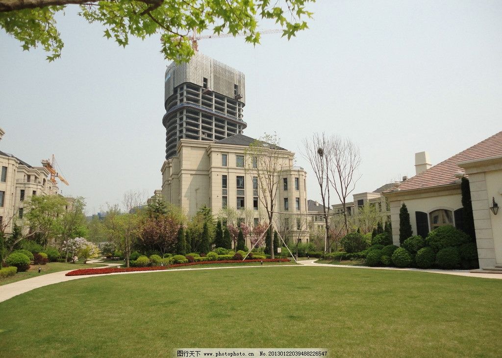 简欧风格植物 园林 欧式 草地 小区 别墅 方案 建筑摄影 建筑园林