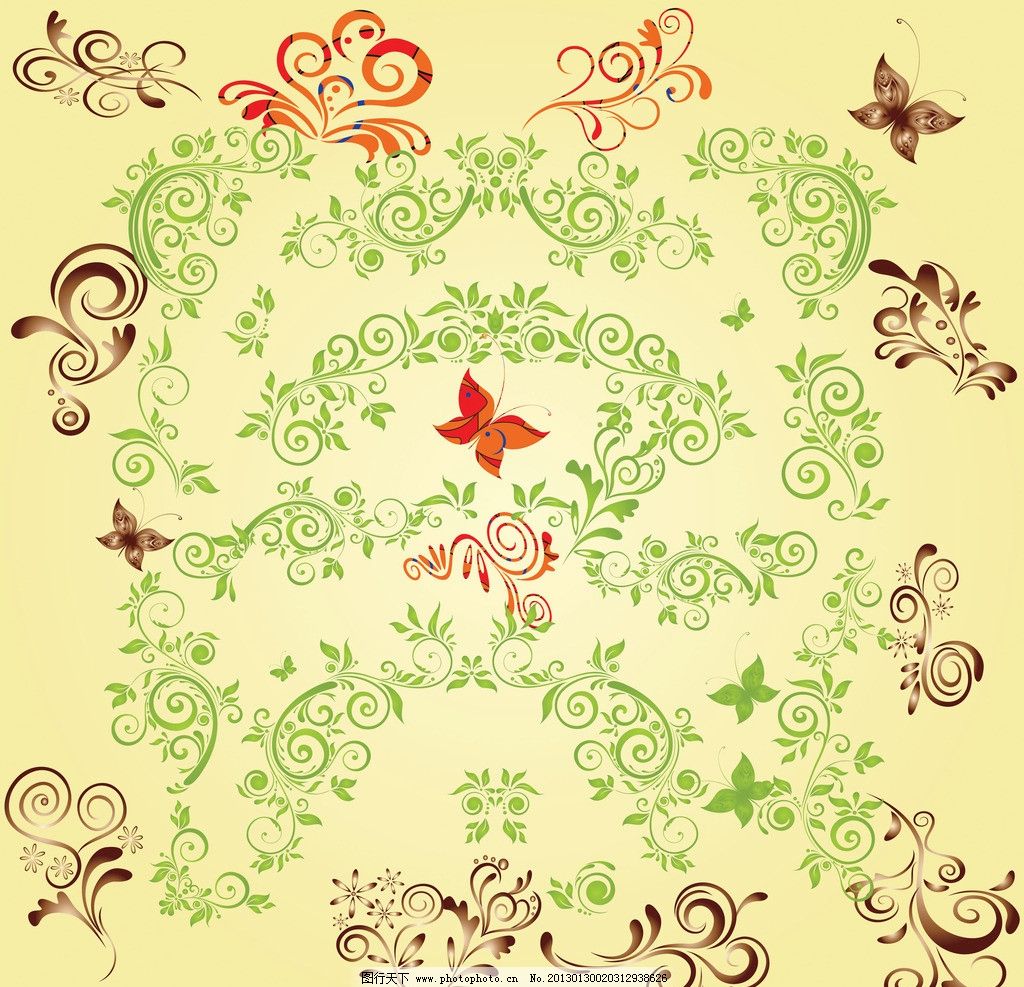 绿色的花边 欧式花纹 欧式边纹 金色纹样 花纹样式 花边设计 花纹背景