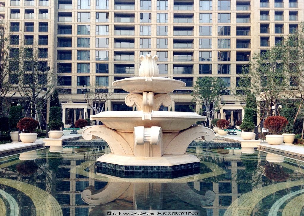 欧式 水阀 喷泉 雕塑 大理石 小区景观 园林建筑 建筑园林 摄影 72dpi