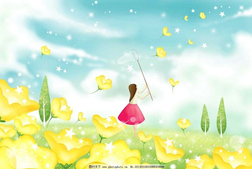 庭院 草原 花草 植物 绿植 插画 水墨 水彩 油画 背景画 动漫 卡通