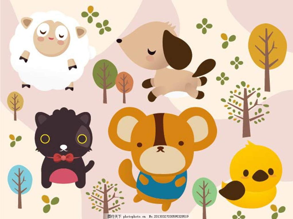 小动物 小熊 小鸟 小狗 小猫 大树 树木 树林 森林 自然 插画 背景画 动漫 卡通 时尚背景 背景元素 图画素材 梦幻素材 花式背景 背景素材 卡通动物 卡通背景 漫画 梦幻世界 卡通动漫 动漫玩偶 卡通设计 动画设计 动画背景 手绘画 插画设计 矢量卡通设计 广告设计 矢量 EPS