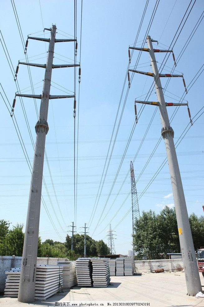 电杆 线路 电线 其他 建筑园林 摄影 72dpi jpg
